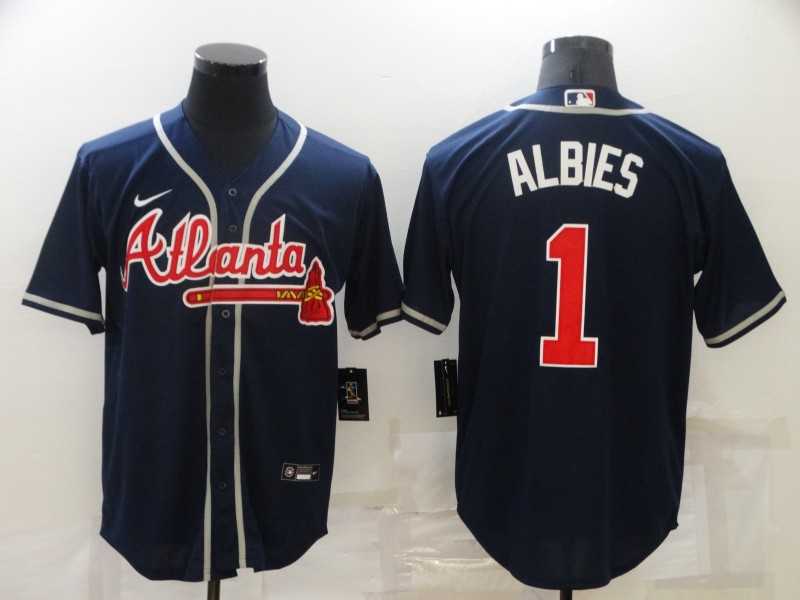 Braves 1 Ozzie Albies Navy Nike Cool Base Jersey,We sell and wholesale Braves 1 Ozzie Albies Navy Nike Cool Base Jersey on line form chian!